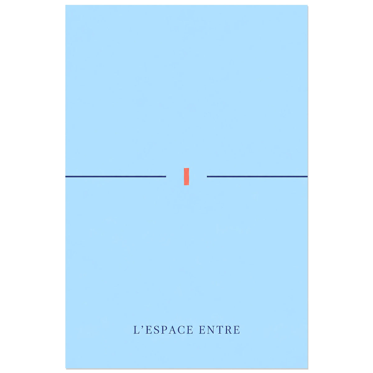 Affiche minimaliste - Ligne interrompue azur, graphisme minimaliste / composition géométrique verticale, format 40 × 60 cm