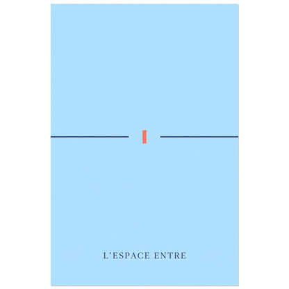 Affiche minimaliste - Ligne interrompue azur, graphisme minimaliste / composition géométrique verticale, format 40 × 60 cm