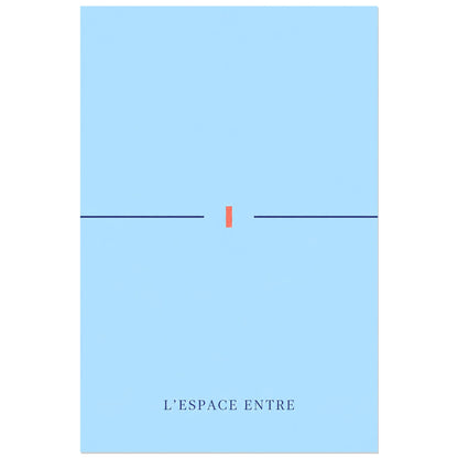 Affiche minimaliste - Ligne interrompue azur, graphisme minimaliste / composition géométrique verticale, format 60 × 90 cm