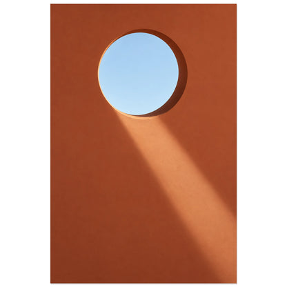 Affiche minimaliste - Oculus dans le mur, architecture minimaliste / étude de lumière verticale, format 30 × 45 cm