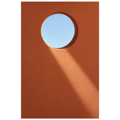Affiche minimaliste - Oculus dans le mur, architecture minimaliste / étude de lumière verticale, format 60 × 90 cm