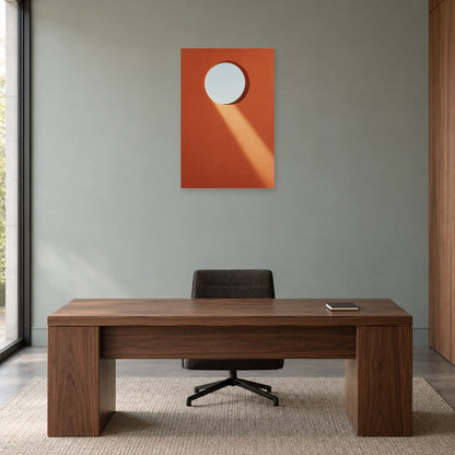 Affiche minimaliste - Oculus dans le mur dans un bureau - Art Virtuoso