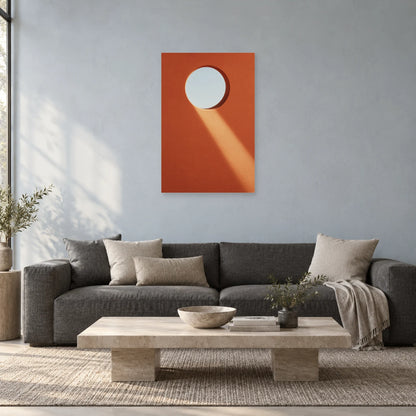 Affiche minimaliste - Oculus dans le mur dans un salon - Art Virtuoso