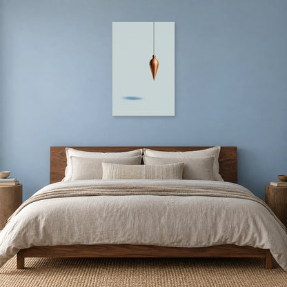 Affiche minimaliste - Pendule cuivre et ciel dans une chambre - Art Virtuoso