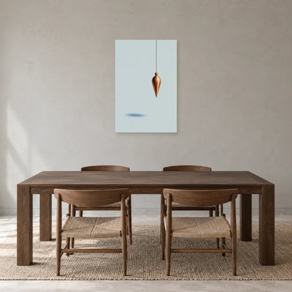 Affiche minimaliste - Pendule cuivre et ciel dans une salle à manger - Art Virtuoso