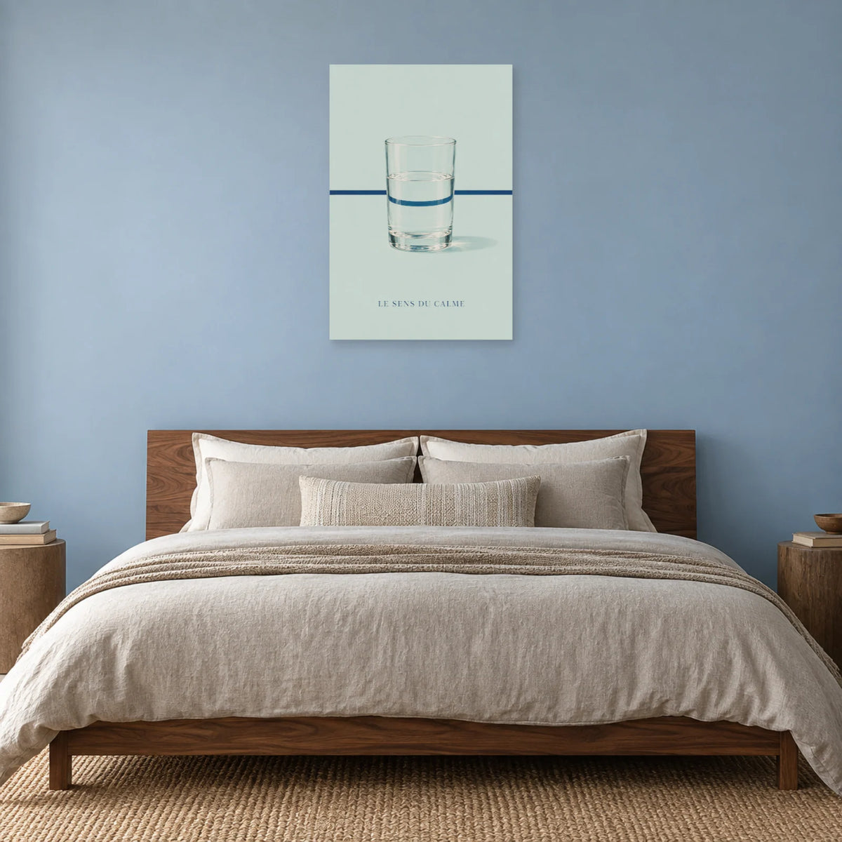 Affiche minimaliste - Verre d’eau et réfraction dans une chambre - Art Virtuoso