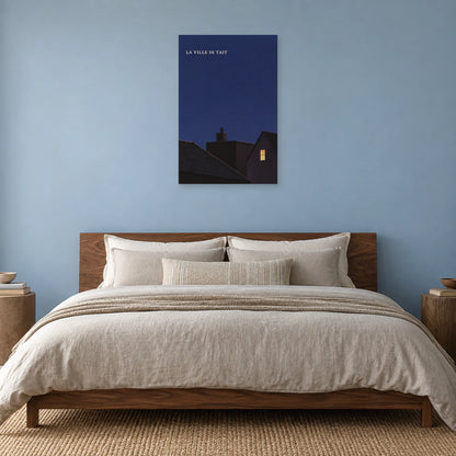 Affiche minimaliste - Toits nocturnes dans une chambre - Art Virtuoso