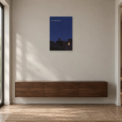 Affiche minimaliste - Toits nocturnes dans une entrée ou un couloir - Art Virtuoso