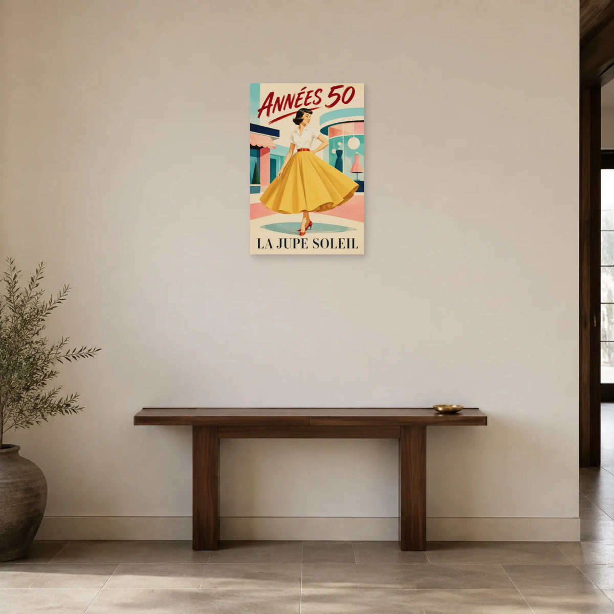 Affiche Mode années 50, jupe soleil dans une entrée ou un couloir - Art Virtuoso