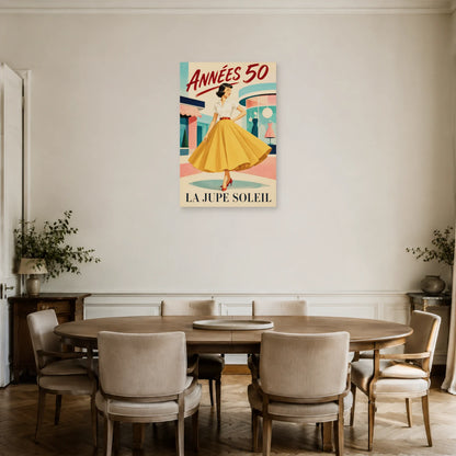 Affiche Mode années 50, jupe soleil dans une salle à manger - Art Virtuoso