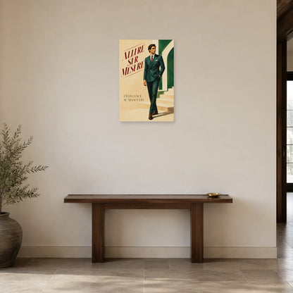 Affiche Mode homme, allure sur mesure dans une entrée ou un couloir - Art Virtuoso