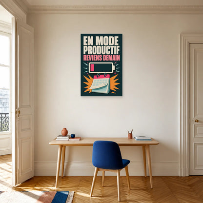 Affiche En mode productif – Reviens demain dans un bureau - Art Virtuoso