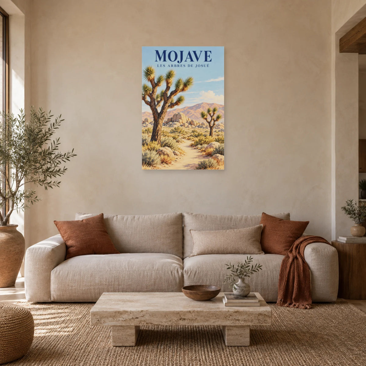 Affiche Mojave – Sentier des arbres de Josué dans un salon - Art Virtuoso