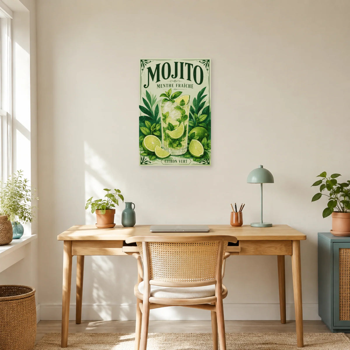 Affiche Mojito, menthe fraîche dans un bureau - Art Virtuoso