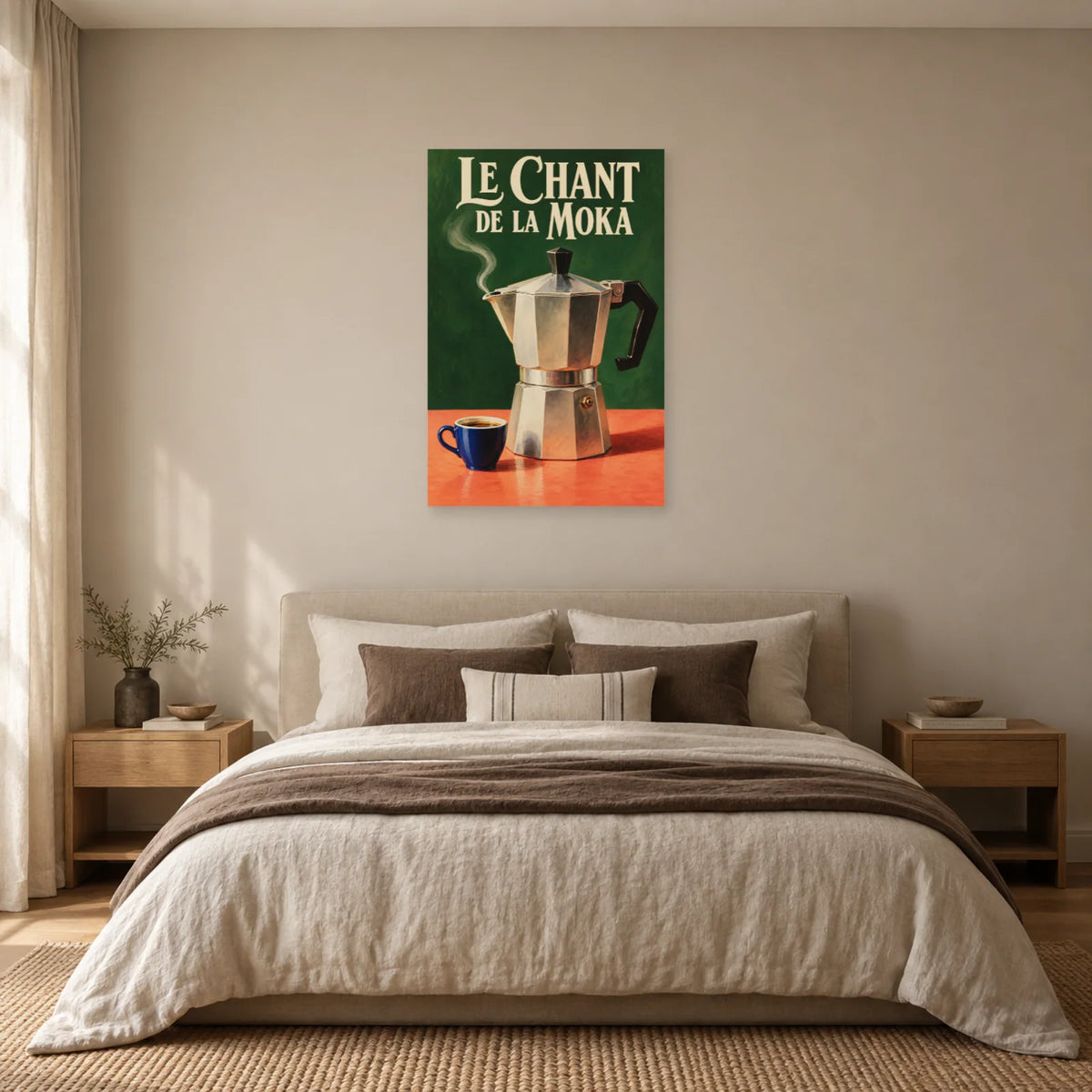 Affiche Cafetière moka - Le chant du matin dans une chambre - Art Virtuoso