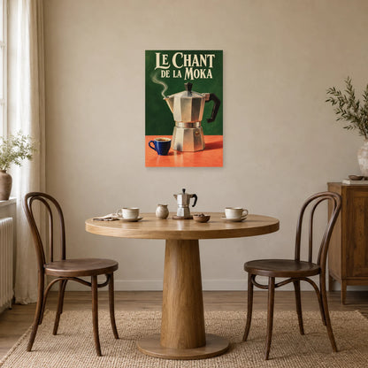 Affiche Cafetière moka - Le chant du matin dans une salle à manger - Art Virtuoso