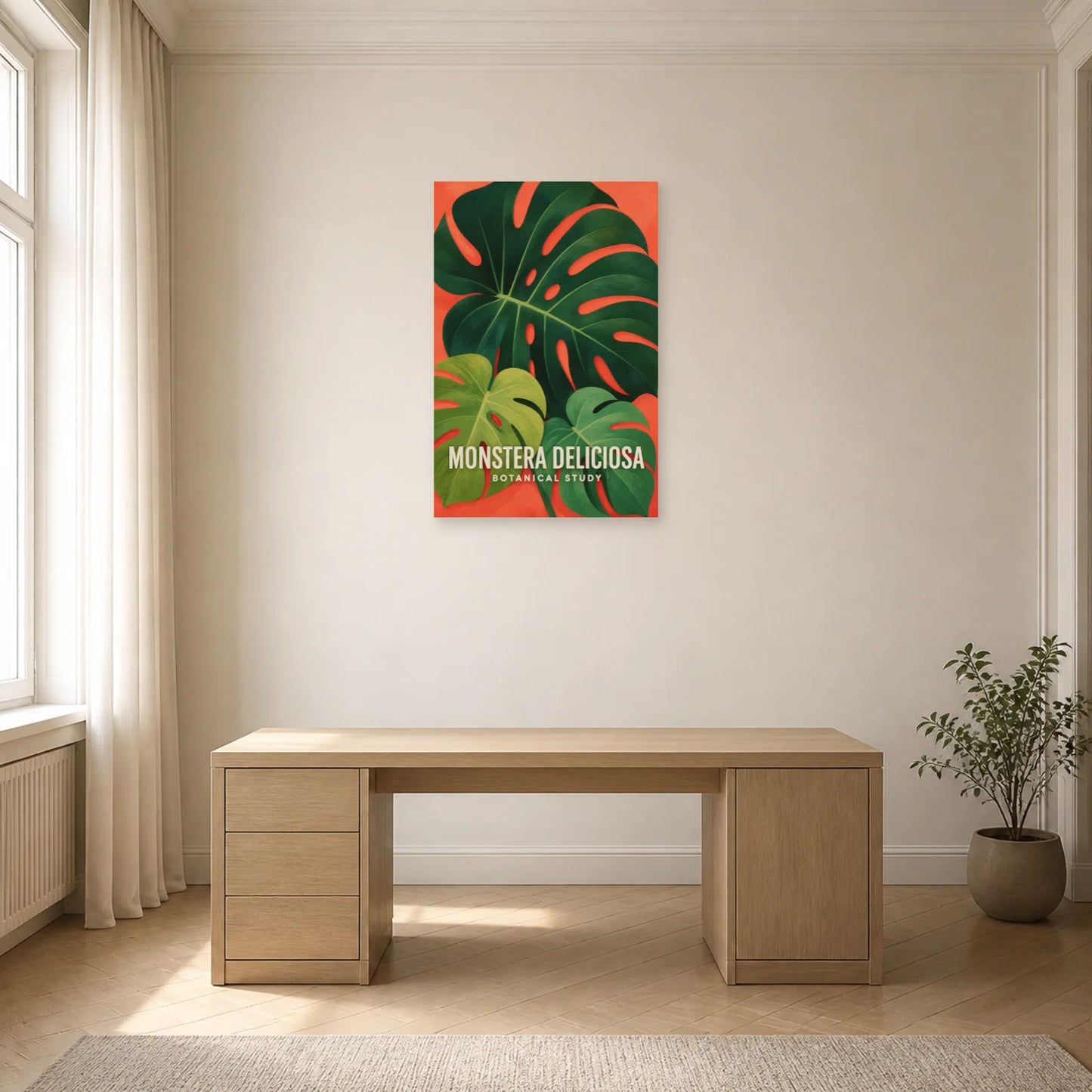 Affiche Monstera Deliciosa – Botanical Study dans un bureau - Art Virtuoso