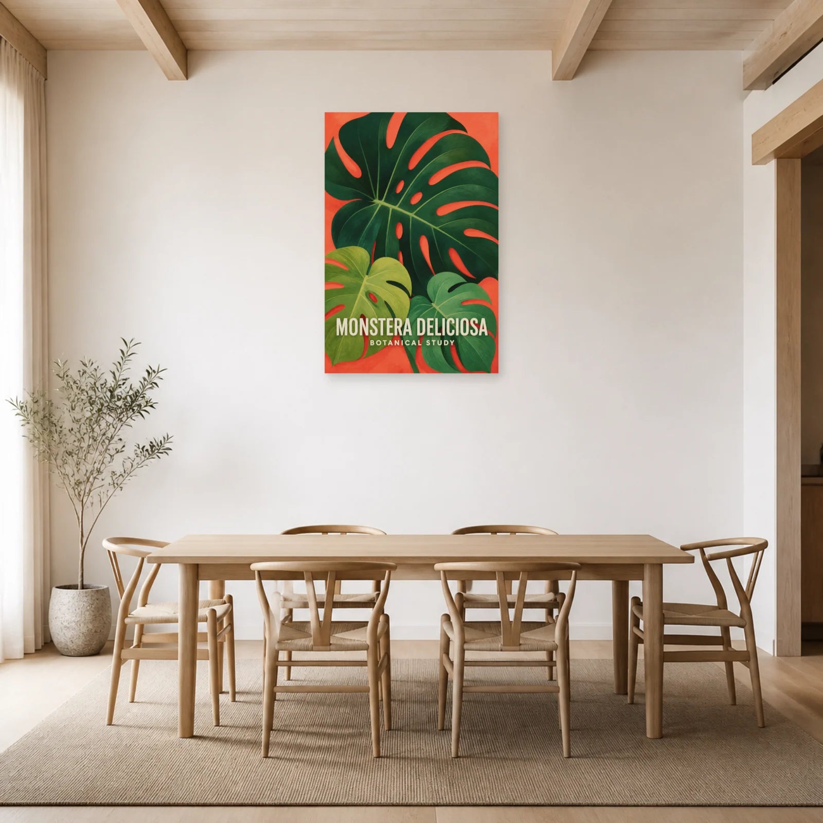 Affiche Monstera Deliciosa – Botanical Study dans une salle à manger - Art Virtuoso