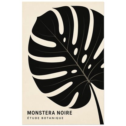 Affiche Monstera noire – Étude botanique, illustration botanique graphique en silhouette nette verticale, format 40 × 60 cm