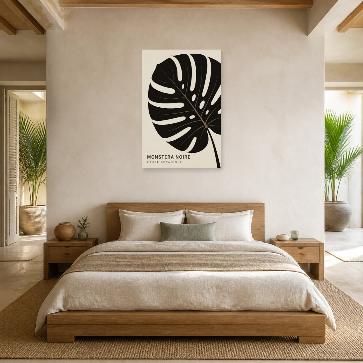 Affiche Monstera noire – Étude botanique dans une chambre - Art Virtuoso