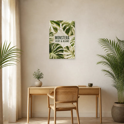Affiche Monstera – Vert et blanc dans un bureau - Art Virtuoso