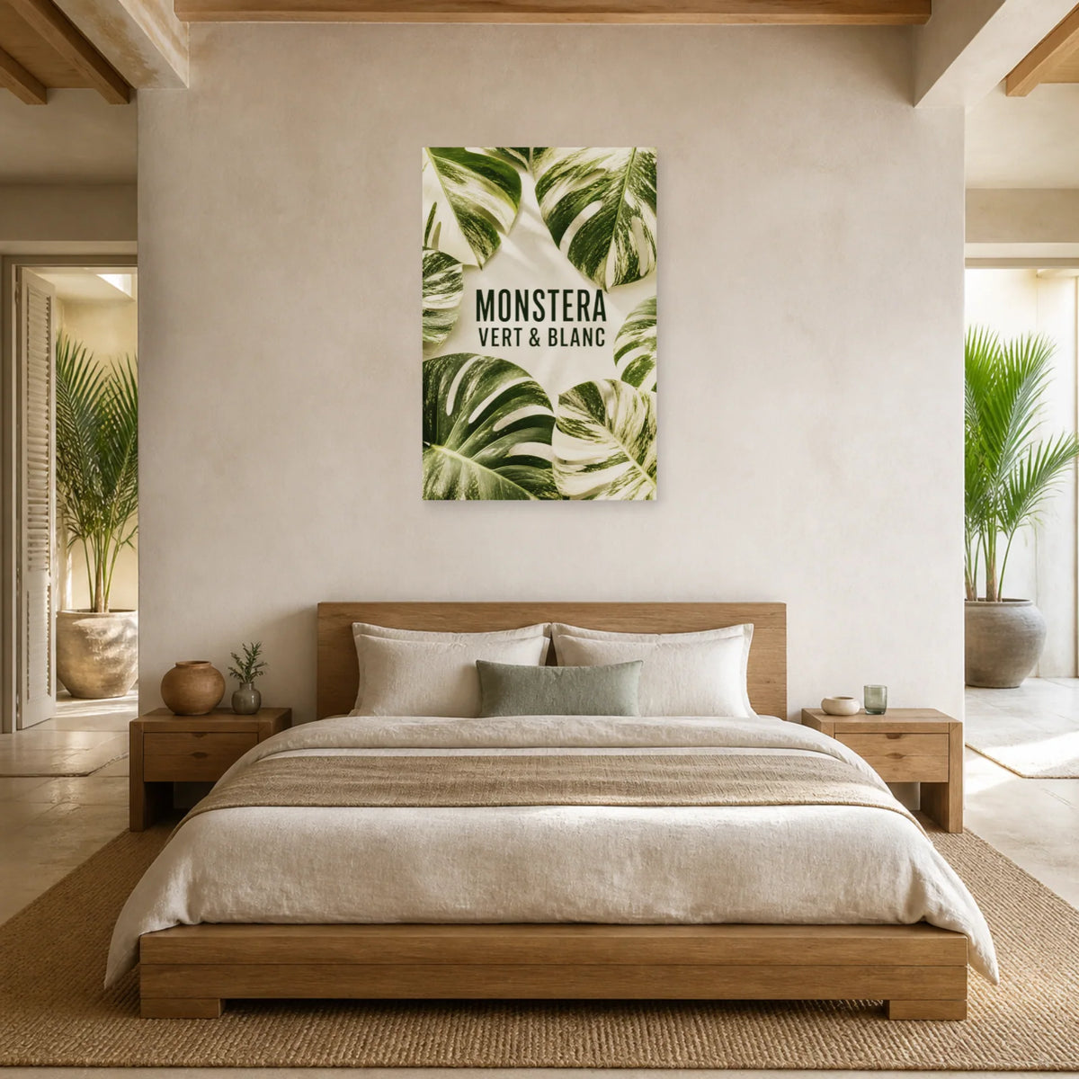Affiche Monstera – Vert et blanc dans une chambre - Art Virtuoso