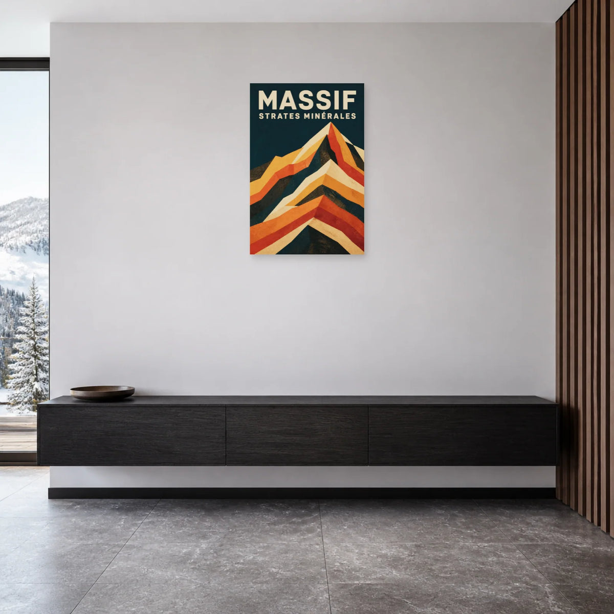 Affiche Massif – Strates minérales dans une entrée ou un couloir - Art Virtuoso