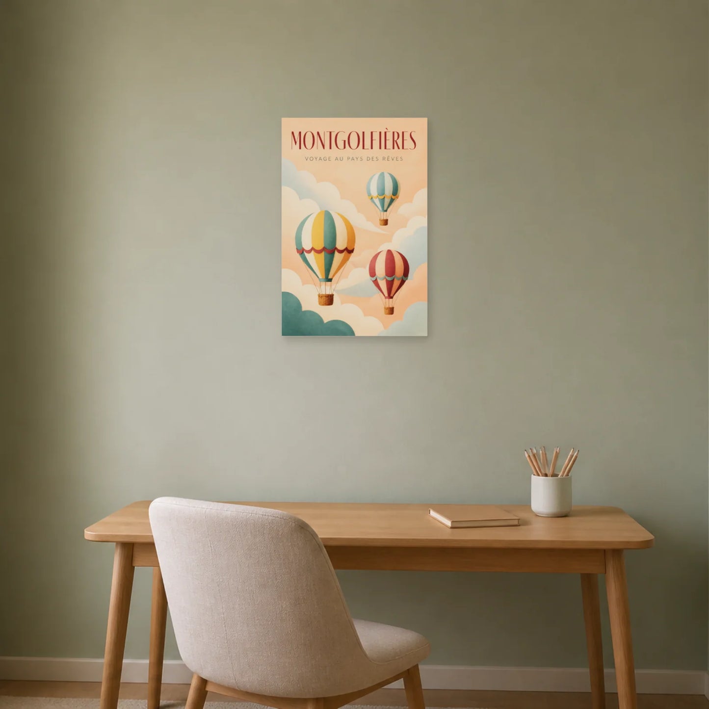 Affiche Montgolfières – Voyage au Pays des Rêves dans un bureau - Art Virtuoso
