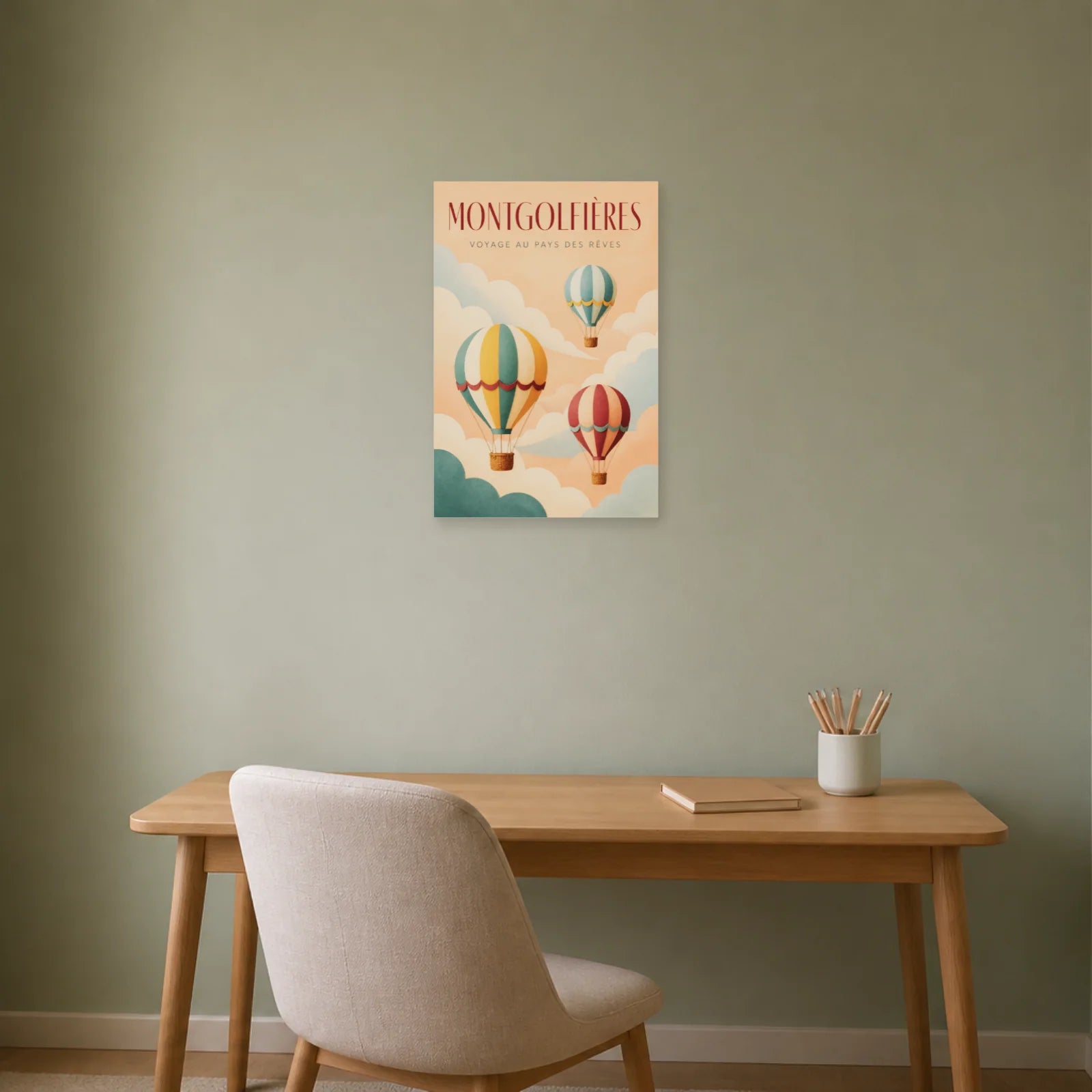 Affiche Montgolfières – Voyage au Pays des Rêves dans un bureau - Art Virtuoso