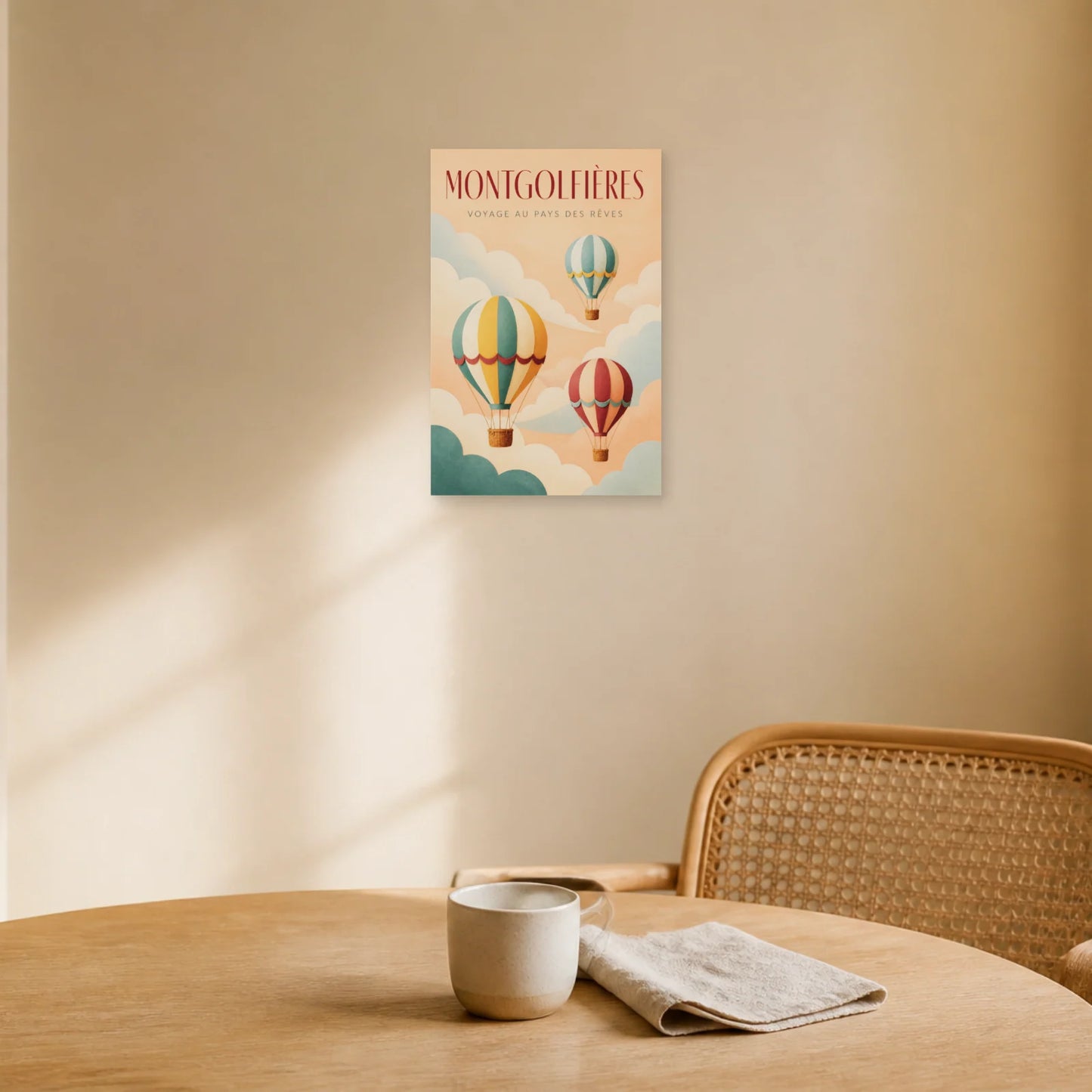 Affiche Montgolfières – Voyage au Pays des Rêves dans une salle à manger - Art Virtuoso