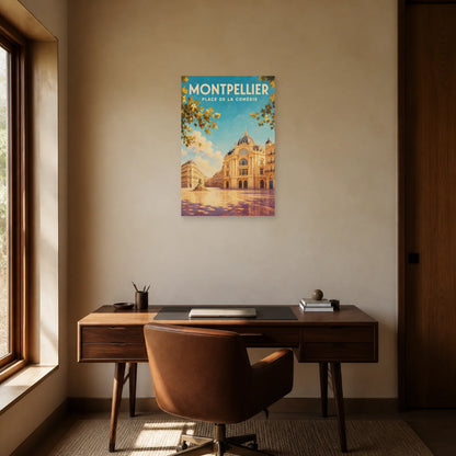 Affiche Montpellier – Place de la Comédie dans un bureau - Art Virtuoso