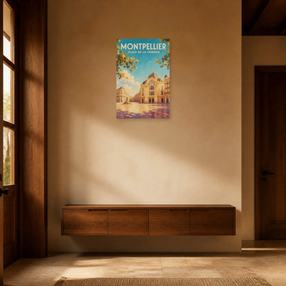 Affiche Montpellier – Place de la Comédie dans une entrée ou un couloir - Art Virtuoso