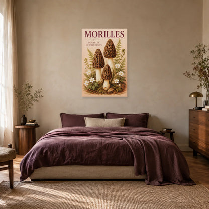 Affiche Morilles – Dentelle de printemps dans une chambre - Art Virtuoso