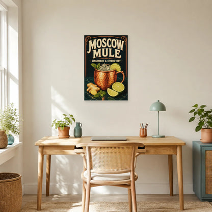 Affiche Moscow mule, gingembre citron vert dans un bureau - Art Virtuoso