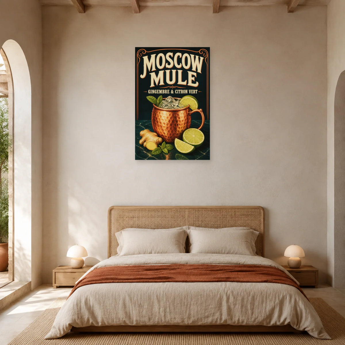 Affiche Moscow mule, gingembre citron vert dans une chambre - Art Virtuoso