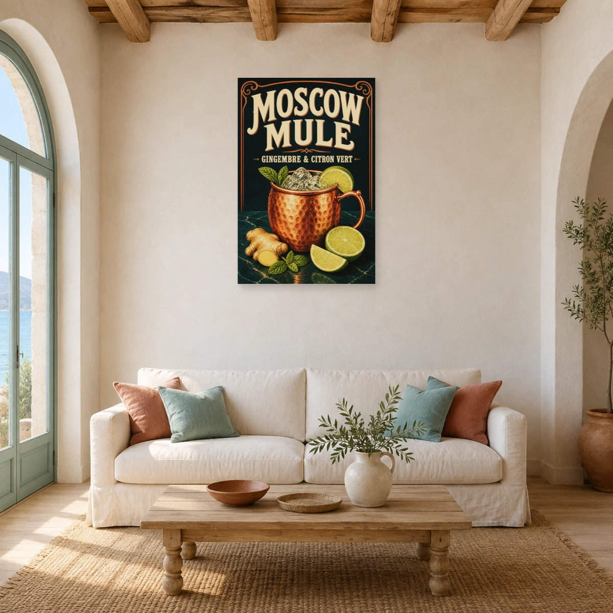 Affiche Moscow mule, gingembre citron vert dans un salon - Art Virtuoso