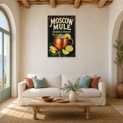 Affiche Moscow mule, gingembre citron vert dans un salon - Art Virtuoso