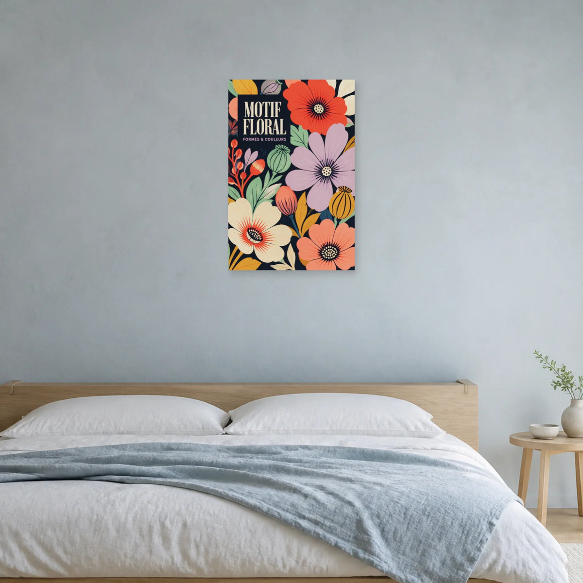 Affiche Motif Floral – Formes & Couleurs dans une chambre - Art Virtuoso