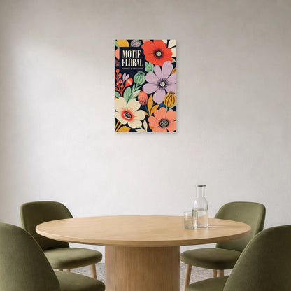 Affiche Motif Floral – Formes & Couleurs dans une salle à manger - Art Virtuoso