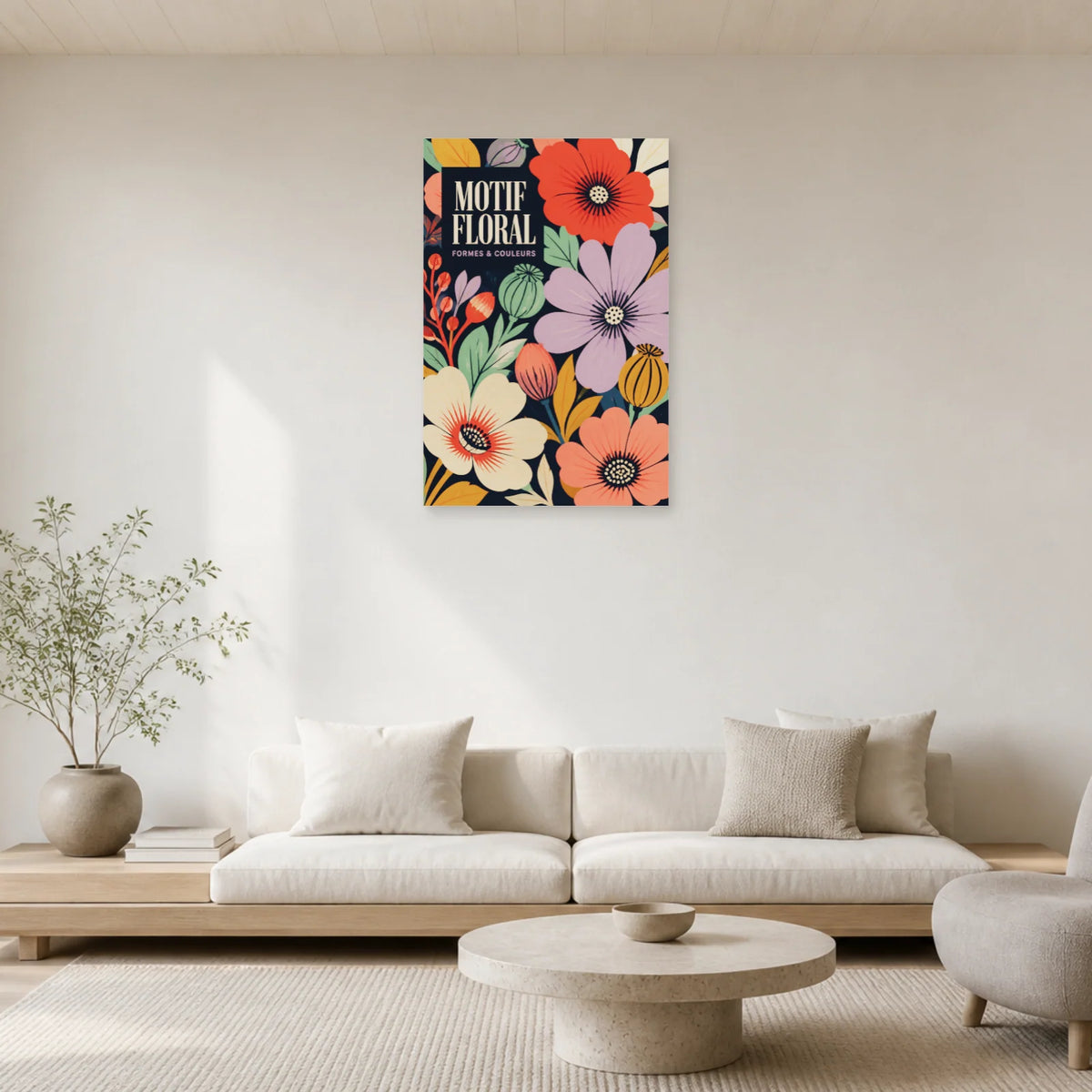 Affiche Motif Floral – Formes & Couleurs dans un salon - Art Virtuoso