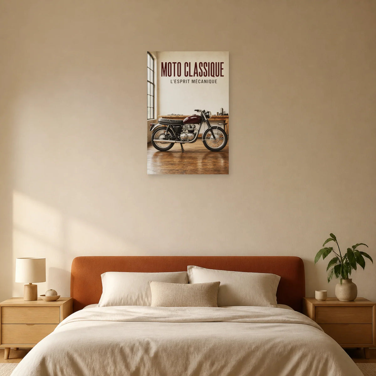 Affiche Moto ancienne – L’esprit mécanique dans une chambre - Art Virtuoso