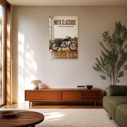 Affiche Moto ancienne – L’esprit mécanique dans un salon - Art Virtuoso