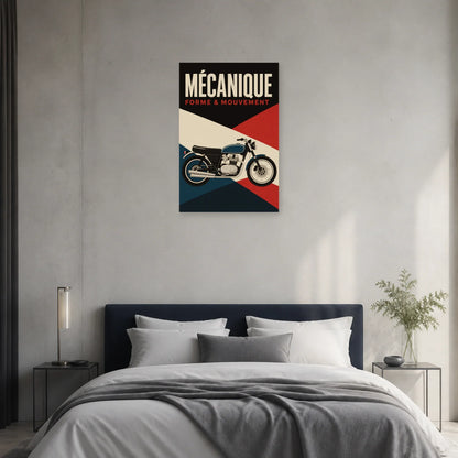 Affiche Moto graphique – Mécanique dans une chambre - Art Virtuoso