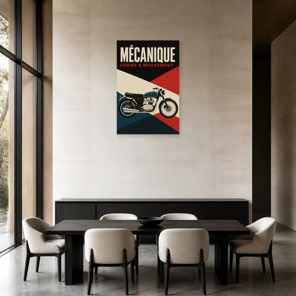 Affiche Moto graphique – Mécanique dans une salle à manger - Art Virtuoso