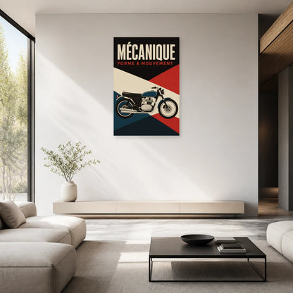 Affiche Moto graphique – Mécanique dans un salon - Art Virtuoso