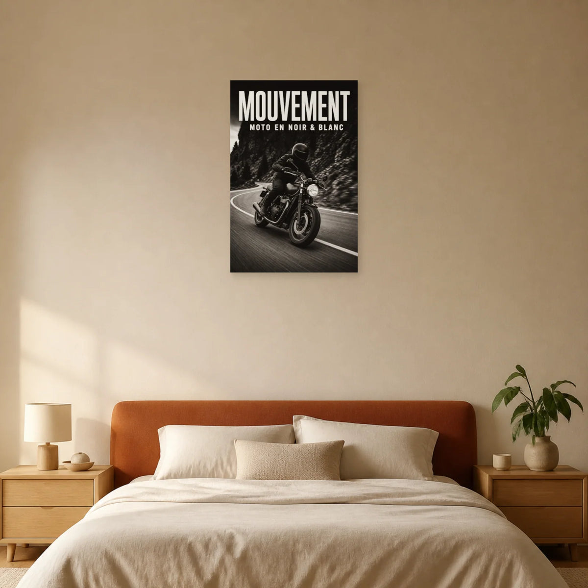 Affiche Moto noir et blanc – Mouvement dans une chambre - Art Virtuoso