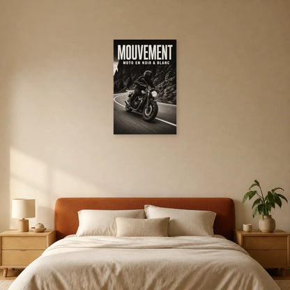 Affiche Moto noir et blanc – Mouvement dans une chambre - Art Virtuoso