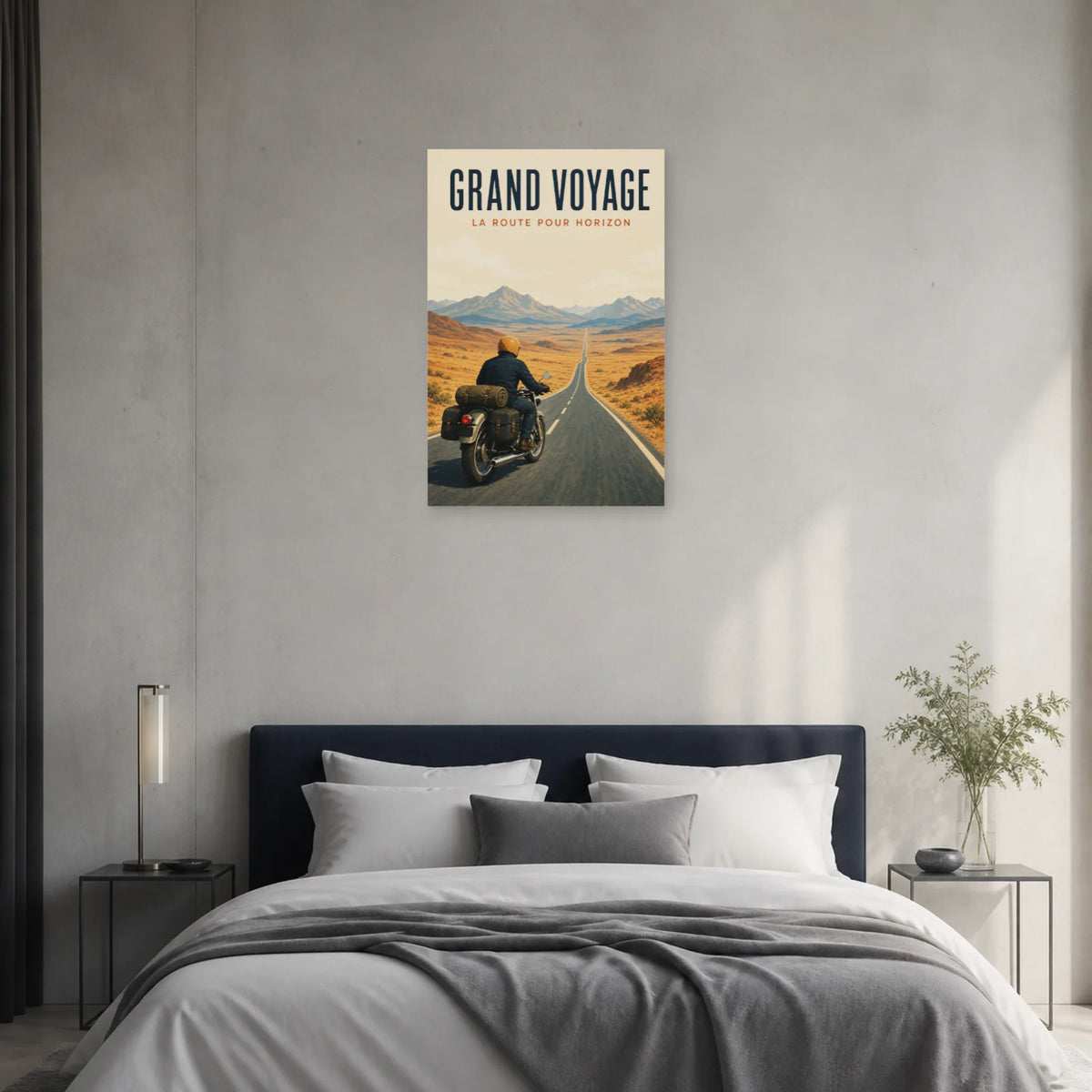 Affiche Moto de voyage – Grand voyage dans une chambre - Art Virtuoso