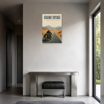 Affiche Moto de voyage – Grand voyage dans une entrée ou un couloir - Art Virtuoso