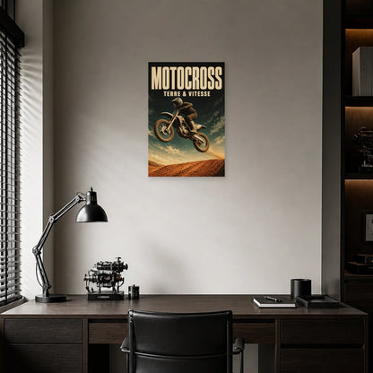 Affiche Motocross – Terre et vitesse dans un bureau - Art Virtuoso
